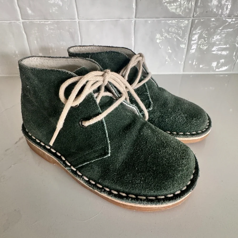 OTS Desert Boot Toddler Kid Size 25 Green Suede Lace Up Crepe Sole Spain Chukka